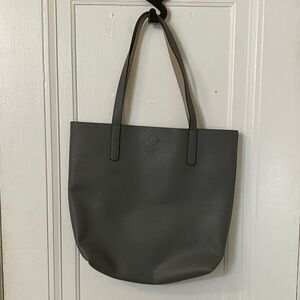 Gray faux leather tote